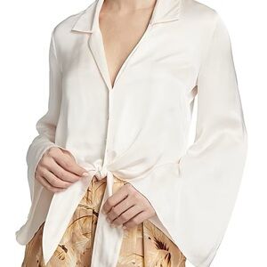 194. L'agence - Roxane Front-Tie Blouse White Button Front Tie Blouse Blend
